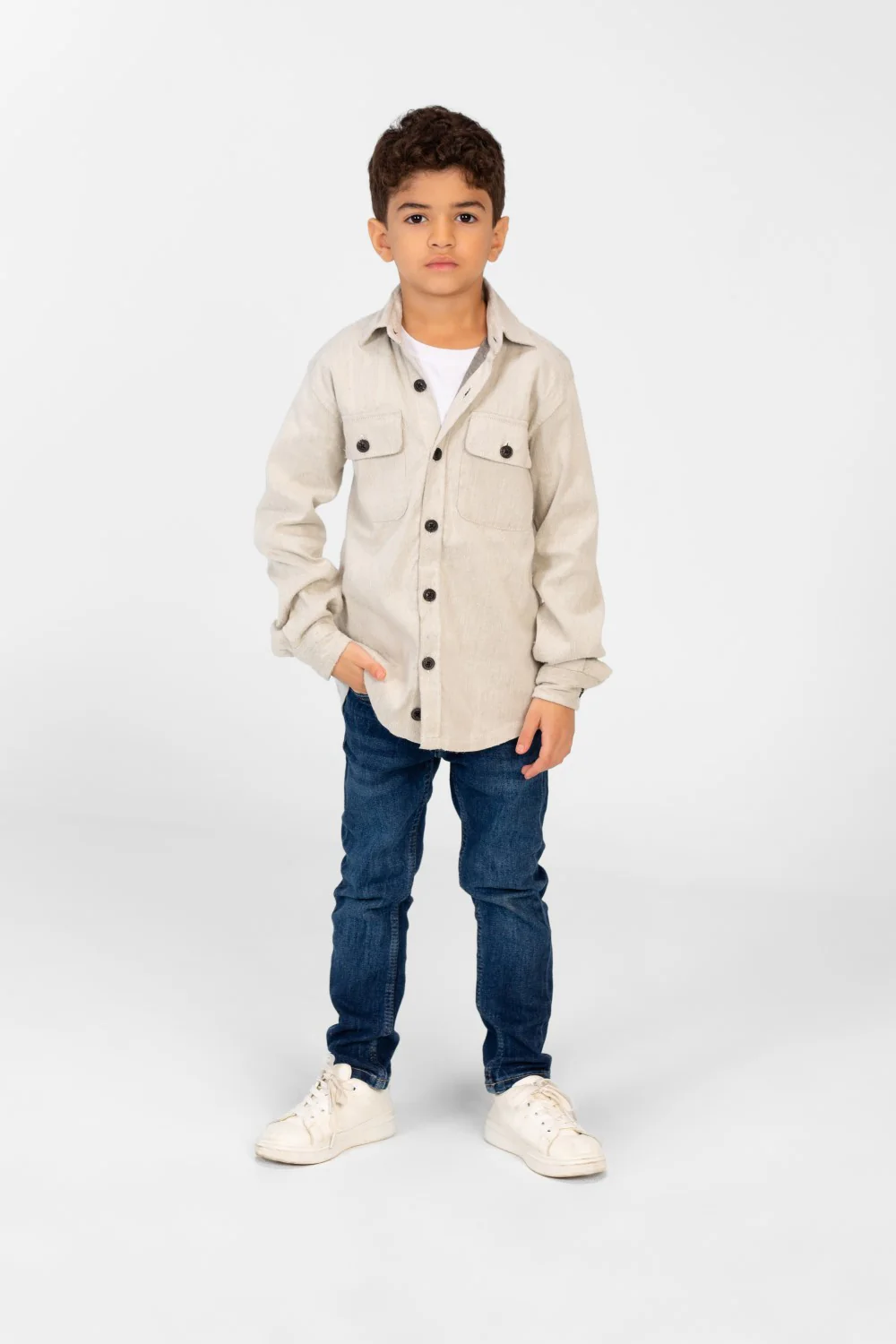 Boy's Plain Shirt With Long Sleeves And Front Pockets - Image 8