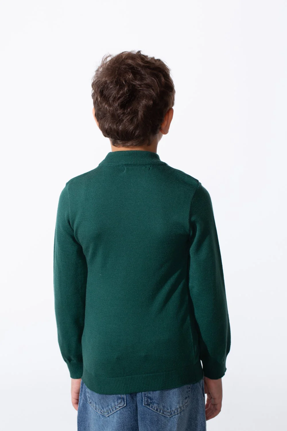 Boy's Plain Slim Fit Long Sleeve Round Pullover - Image 10