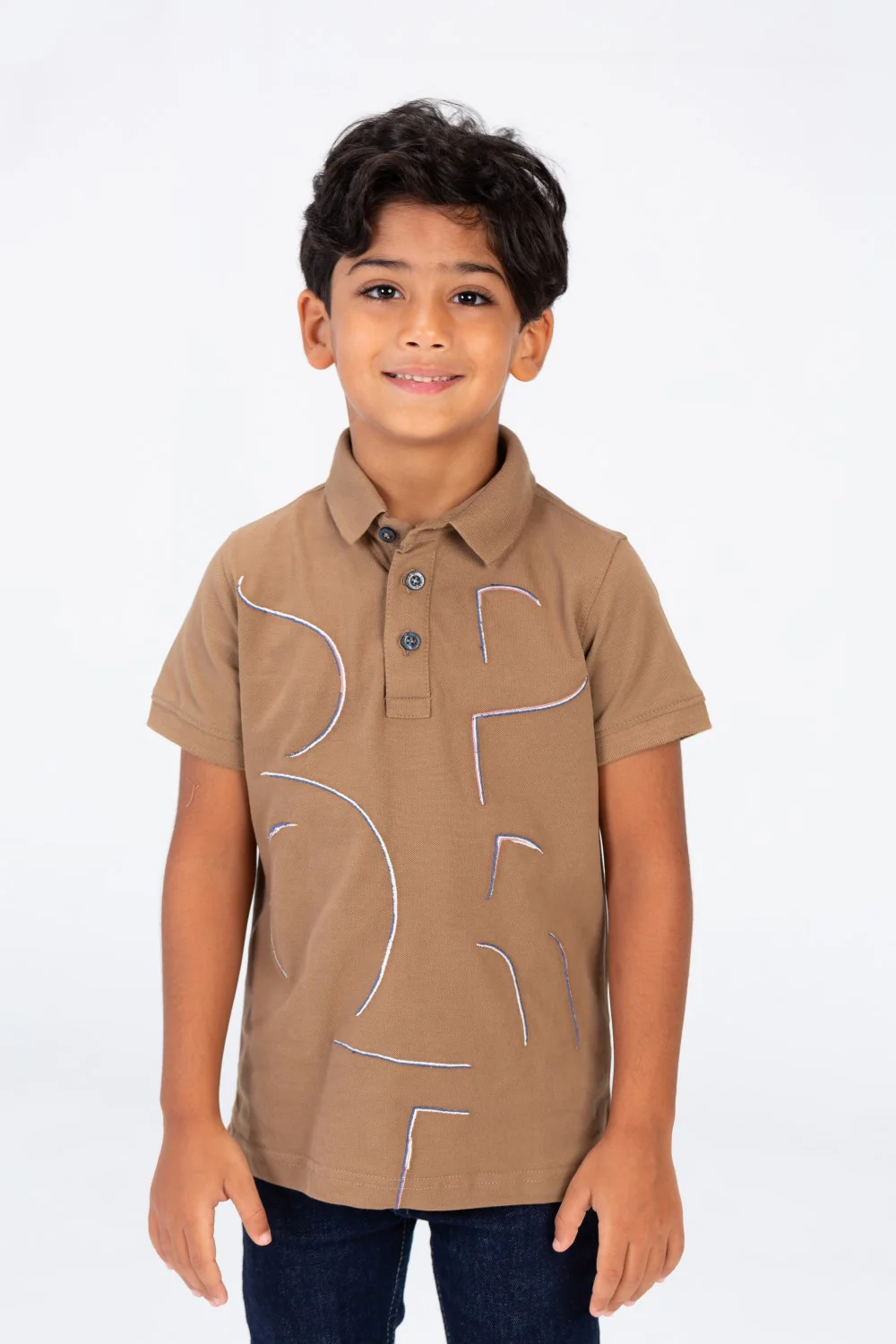 Boys Polo Half Sleeves T-shirt Printed On The Front Made Of Comfortable Pika Material