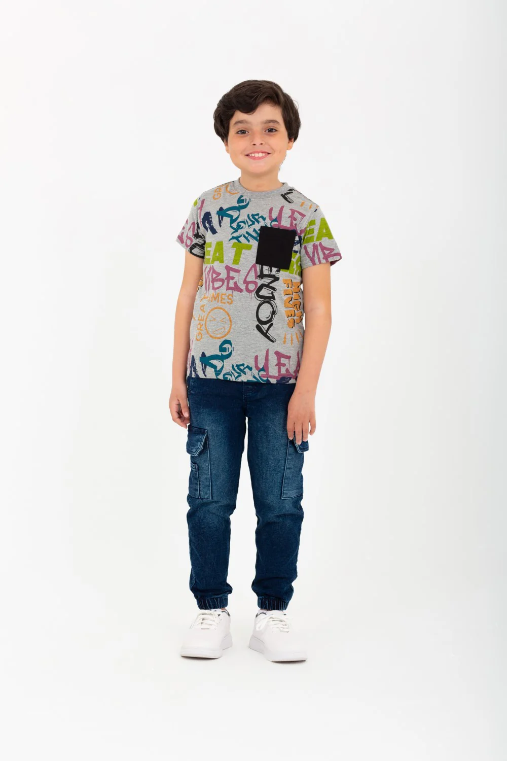 Boys' Printed Half-Sleeve T-shirt With A Pocket On The Front And A Round Neck - Image 4