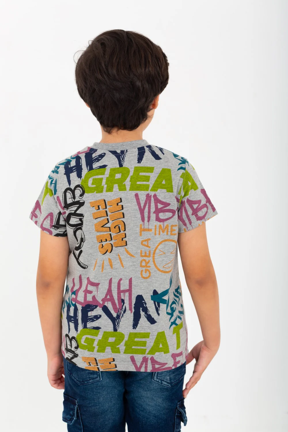 Boys' Printed Half-Sleeve T-shirt With A Pocket On The Front And A Round Neck - Image 5
