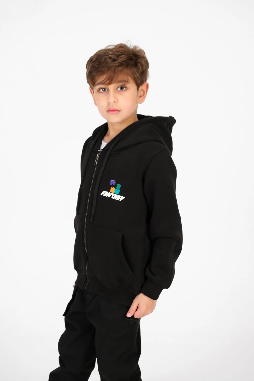 Boy's Printed Hooded Zip-Up Sweatshirt - Image 3