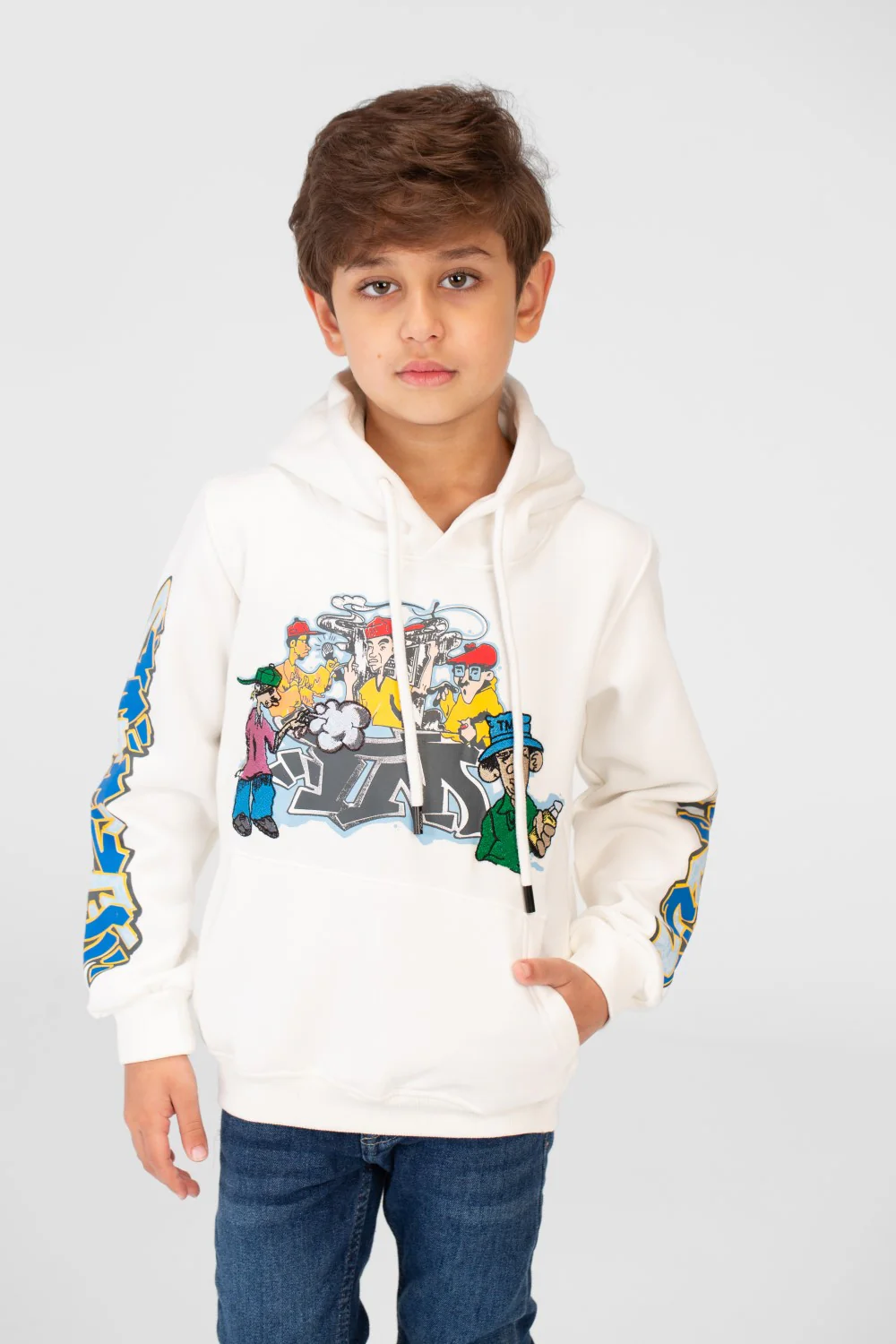 Boy's Printed Hoodie Sweatshirt With Front Pocket - Image 9