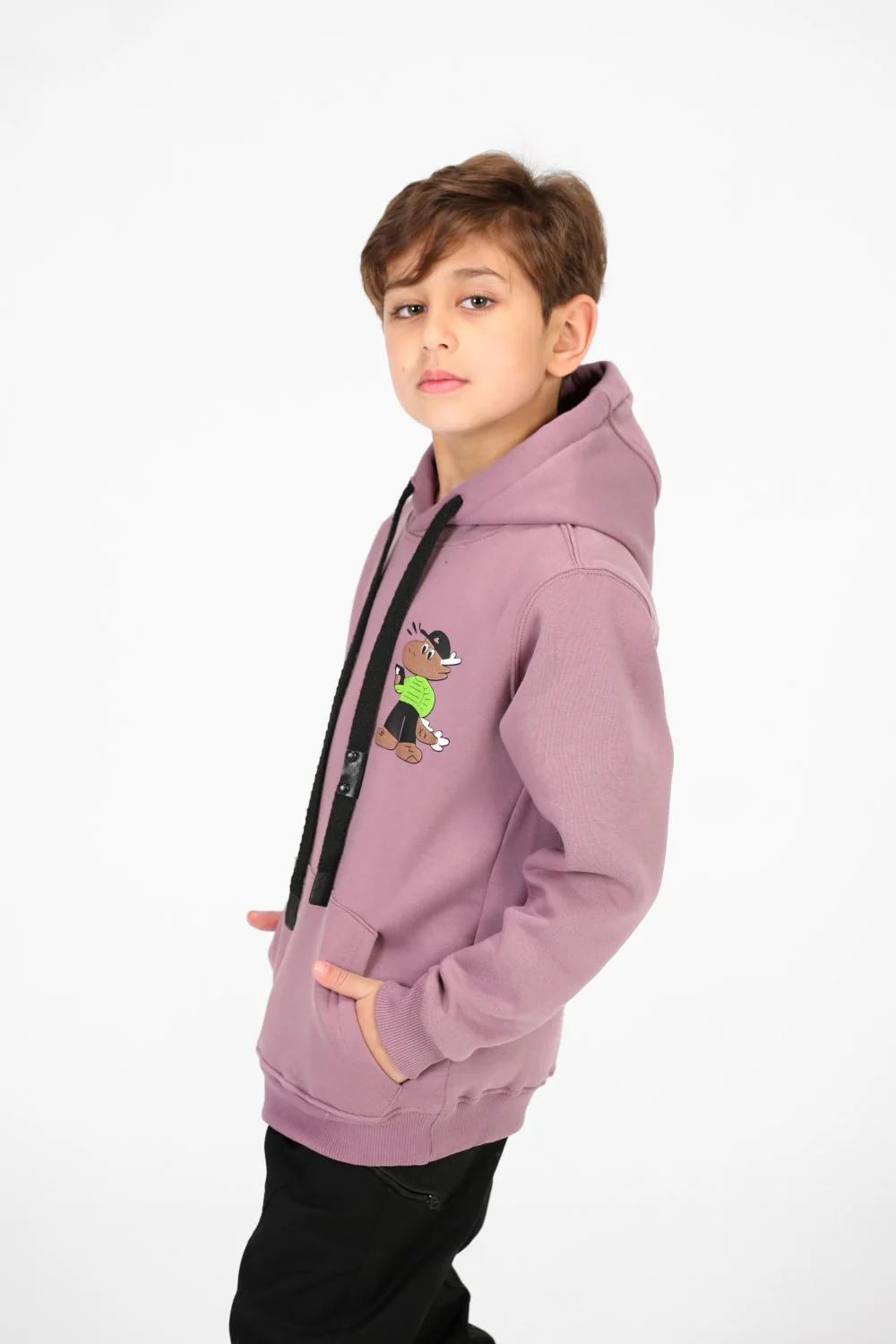 Boy's Printed Hoodie With Long Sleeves And Kangaroo Pocket - Image 3