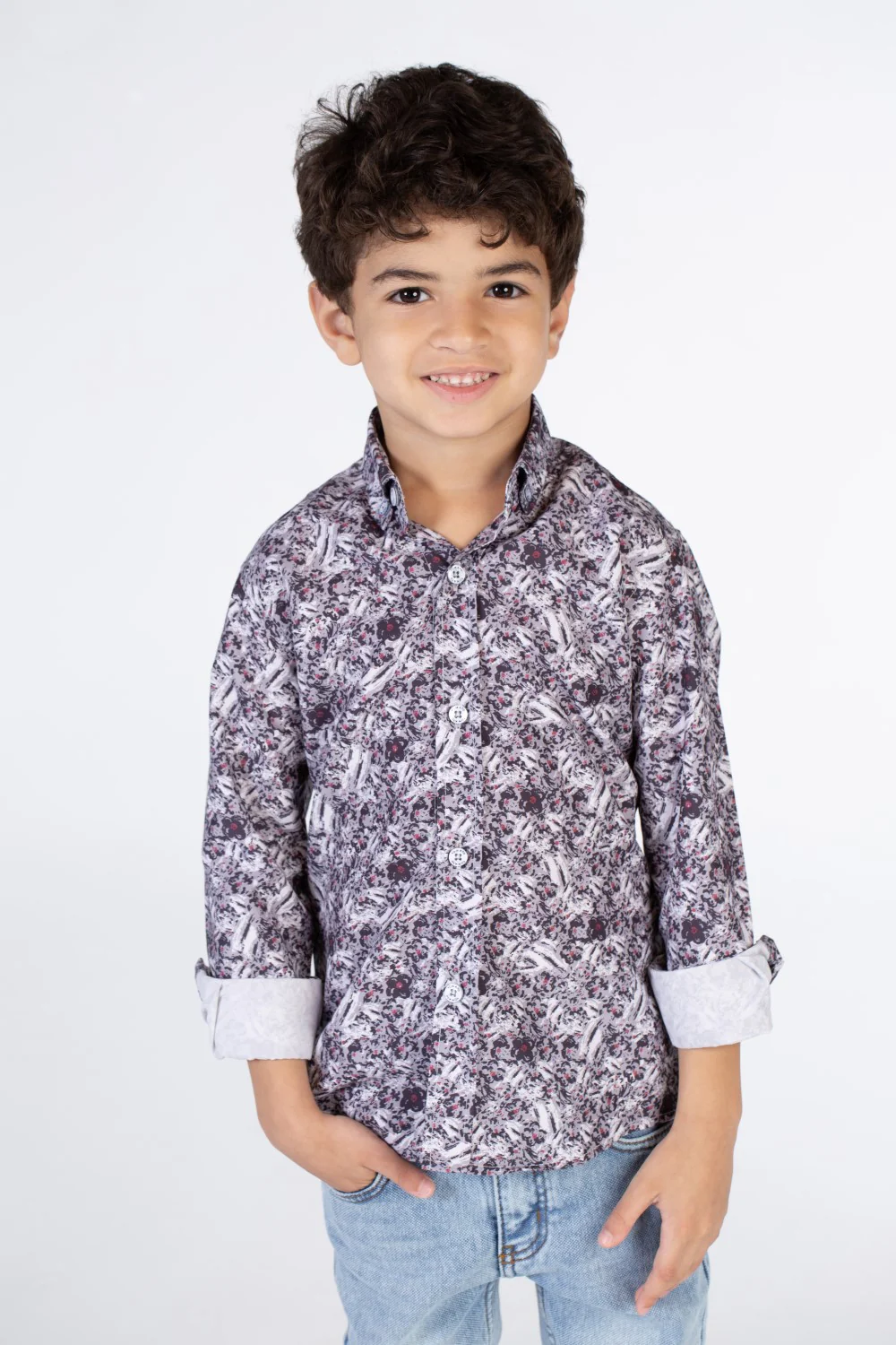 Boys Printed Poplin Shirt With Long Sleeves And Collar - Image 6