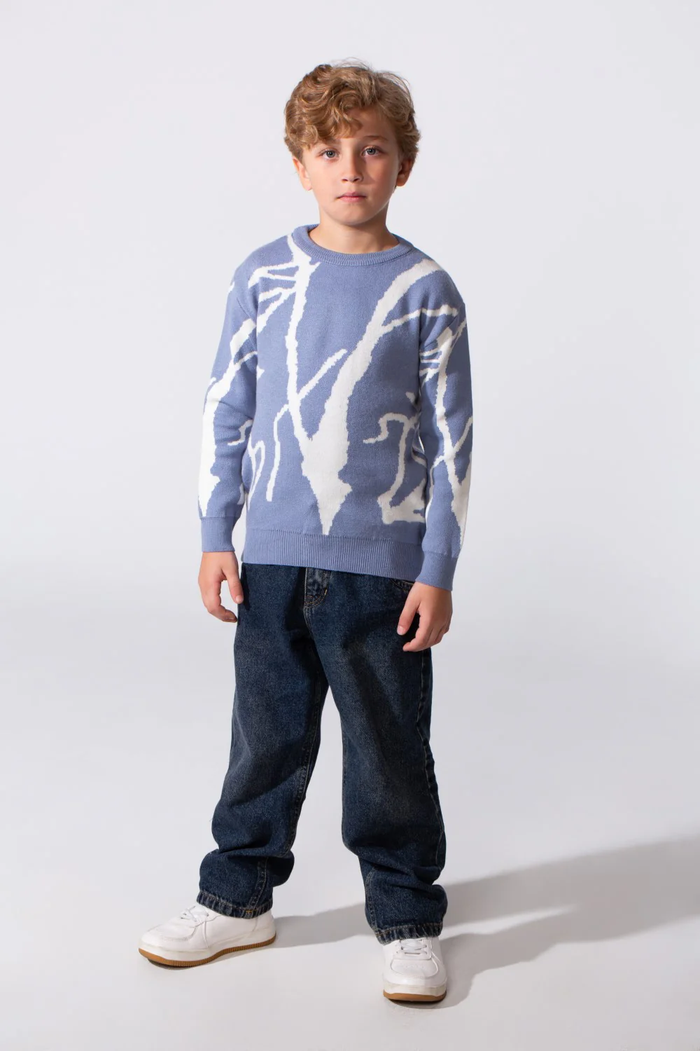 Boy's Printed Slim Fit Pullover With A Round Neck And Long Sleeves - Image 7