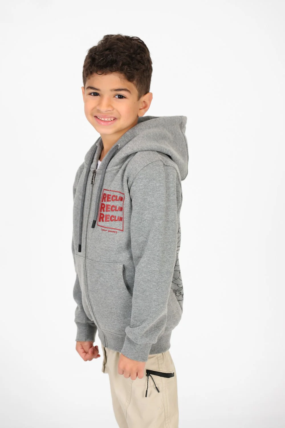 Boy's Printed Zip Up Sweatshirt With Pockets And Long Sleeves - Image 3