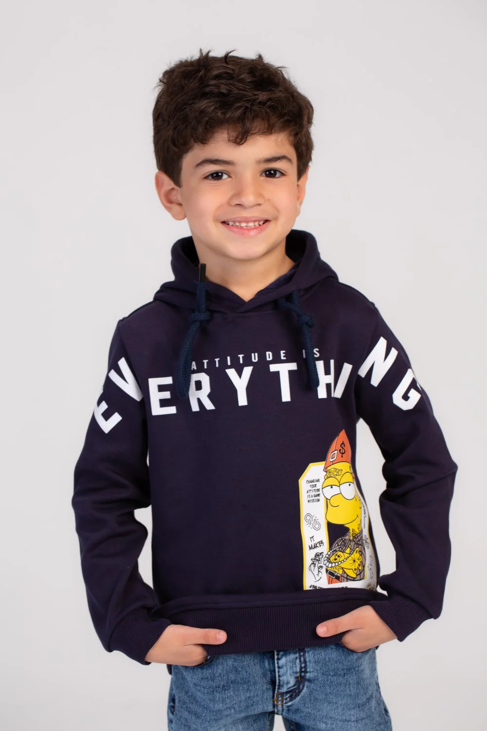 Boy's Regular Fit Hooded Melton Padded Front Printed Hoodie Sweatshirt Offering Both Warmth & Style - Image 3