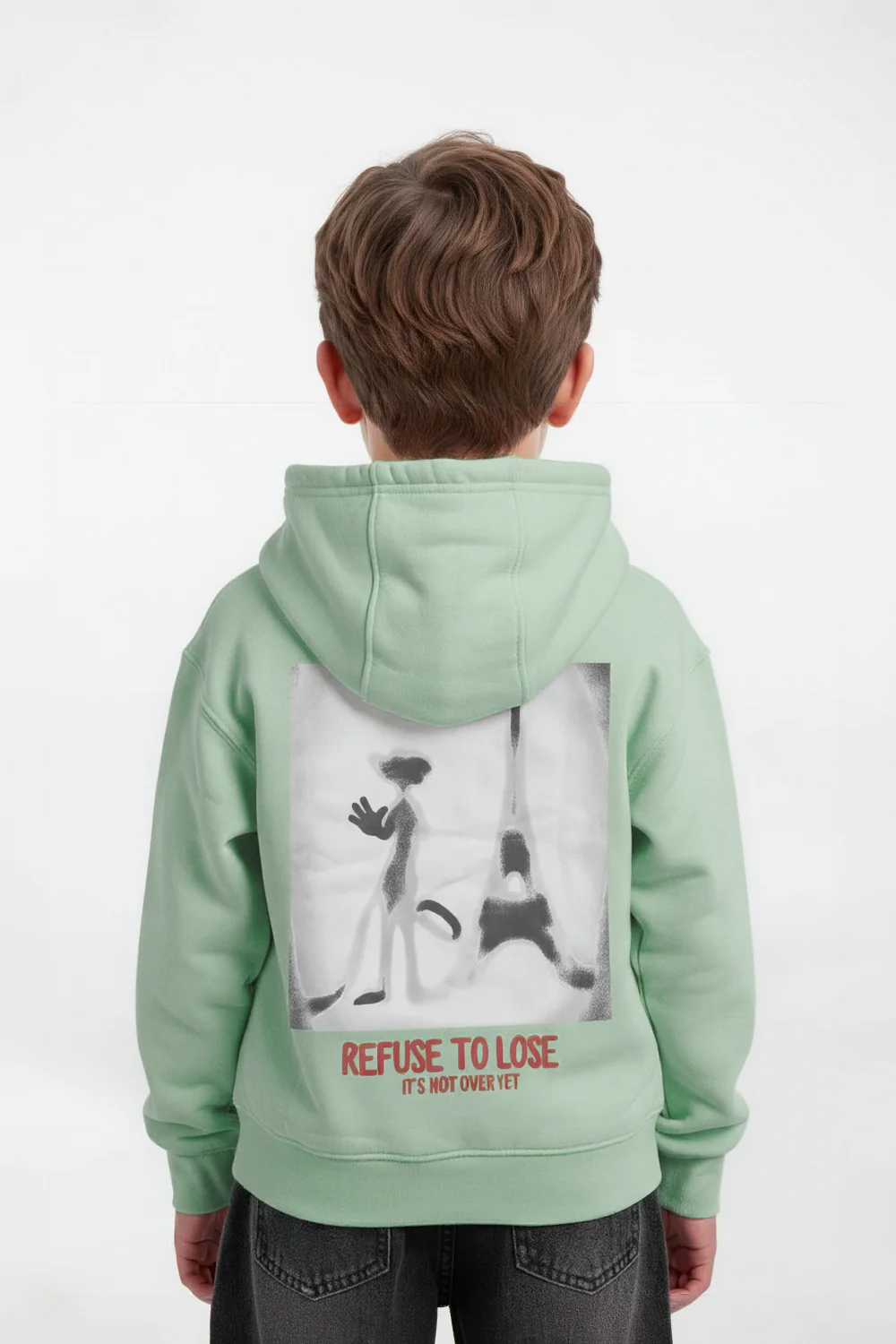 Boy's Regular Fit Melton Graphic Print Long-Sleeved Hood Sweatshirt - Image 10