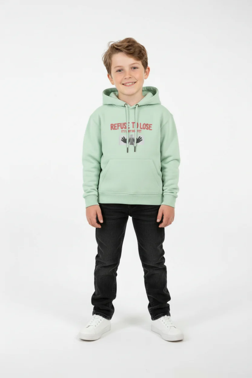 Boy's Regular Fit Melton Graphic Print Long-Sleeved Hood Sweatshirt - Image 12