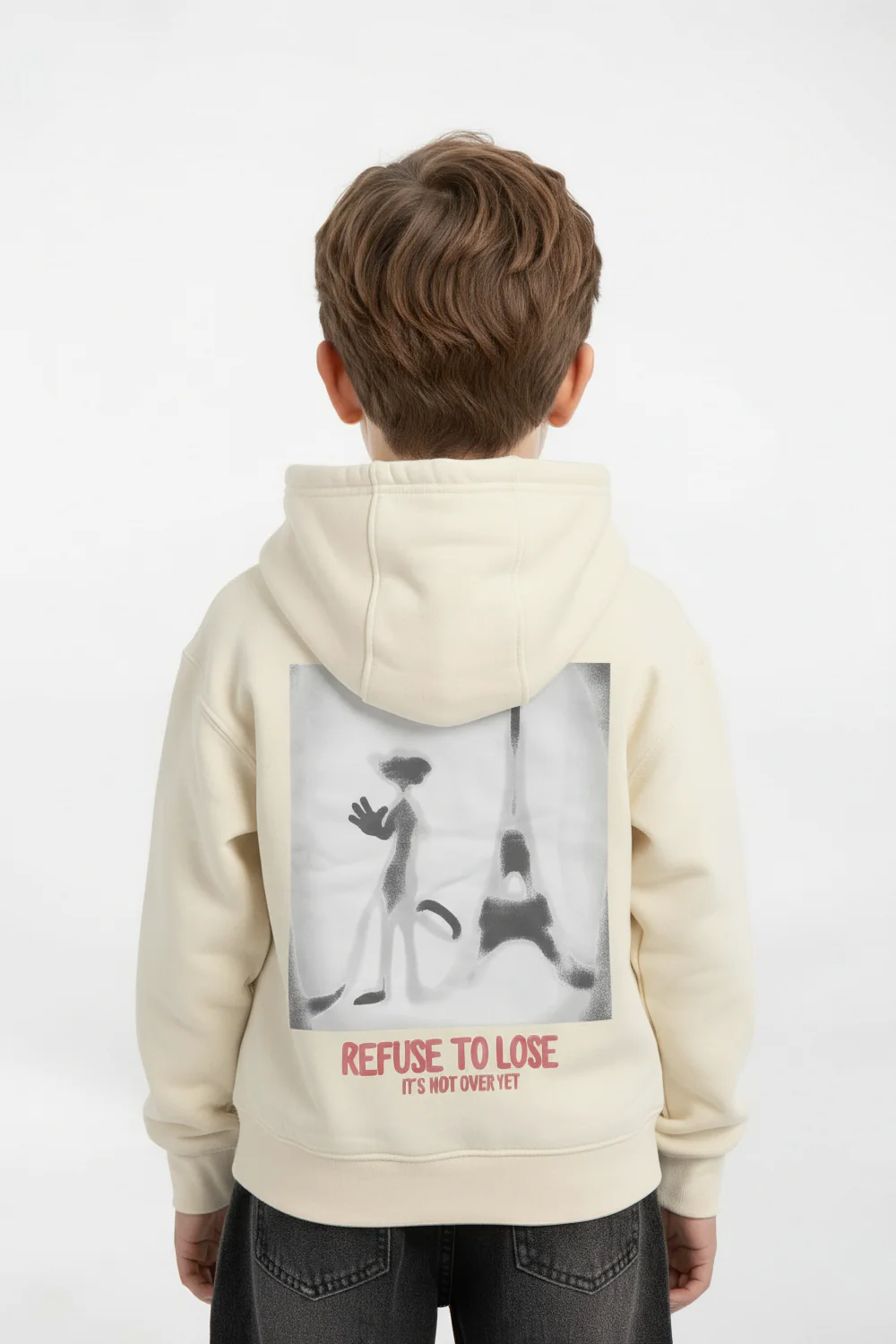 Boy's Regular Fit Melton Graphic Print Long-Sleeved Hood Sweatshirt - Image 2