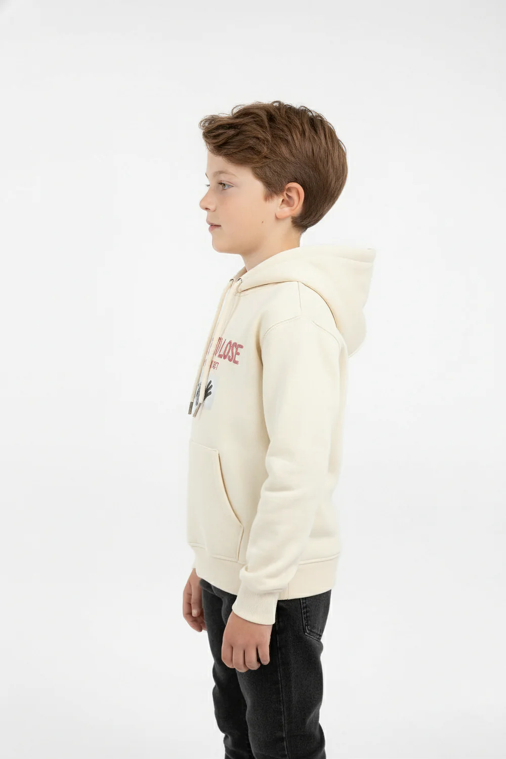 Boy's Regular Fit Melton Graphic Print Long-Sleeved Hood Sweatshirt - Image 3