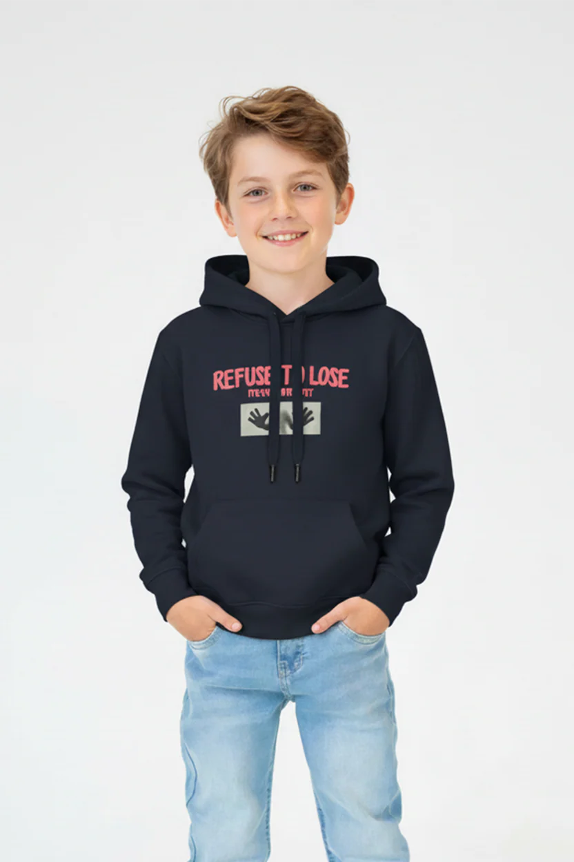 Boy's Regular Fit Melton Graphic Print Long-Sleeved Hood Sweatshirt - Image 5