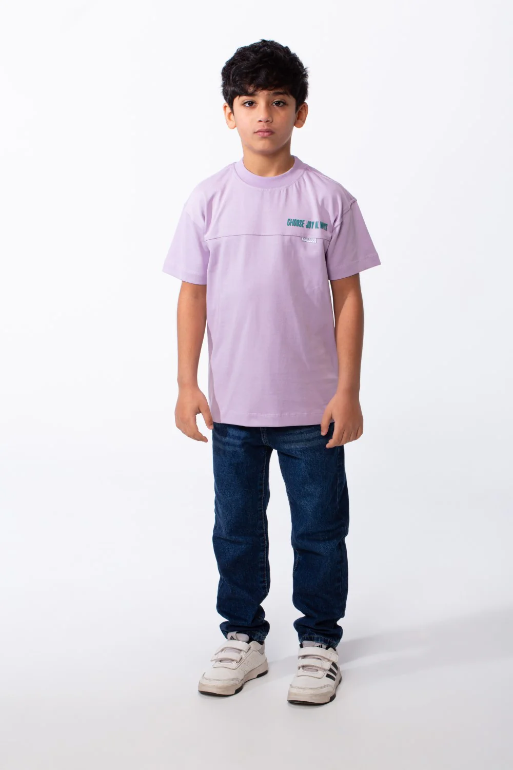 Boy's Ribbed Crew Neck Chest Visible Stitching Line Text Print Practical All Day Slim Fit Tomato Store T-Shirt - Image 3