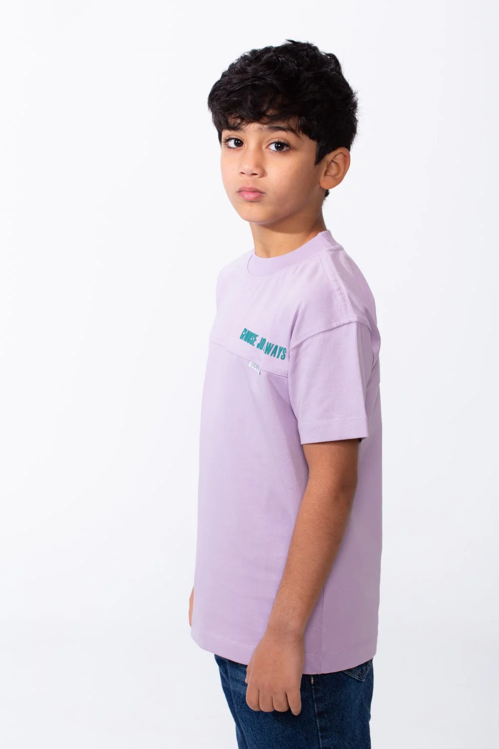 Boy's Ribbed Crew Neck Chest Visible Stitching Line Text Print Practical All Day Slim Fit Tomato Store T-Shirt - Image 4