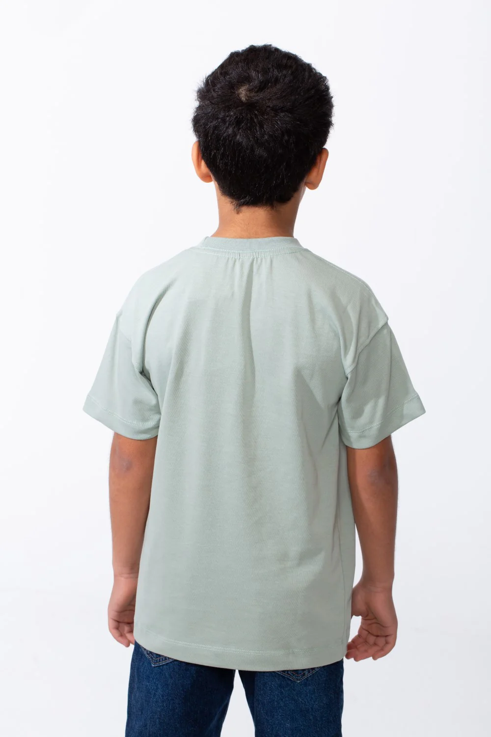 Boy's Ribbed Crew Neck Chest Visible Stitching Line Text Print Practical All Day Slim Fit Tomato Store T-Shirt - Image 6