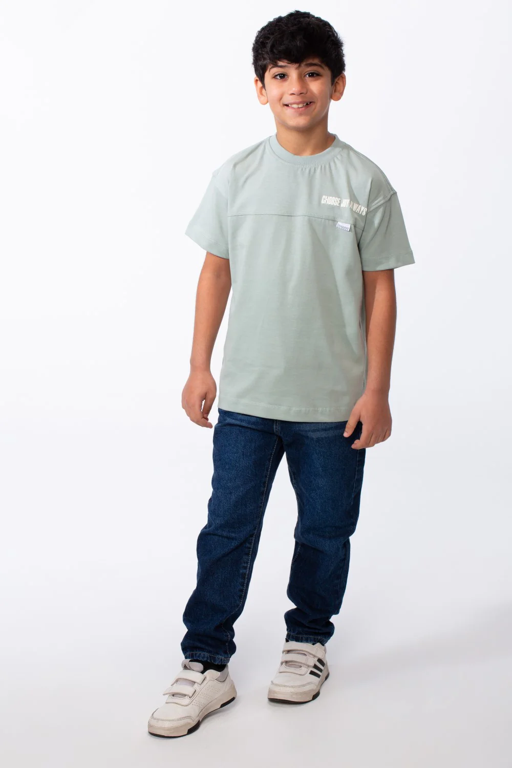 Boy's Ribbed Crew Neck Chest Visible Stitching Line Text Print Practical All Day Slim Fit Tomato Store T-Shirt - Image 7