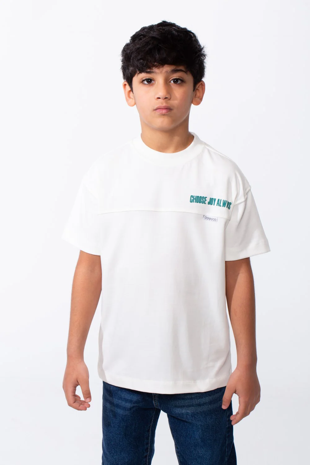 Boy's Ribbed Crew Neck Chest Visible Stitching Line Text Print Practical All Day Slim Fit Tomato Store T-Shirt - Image 9