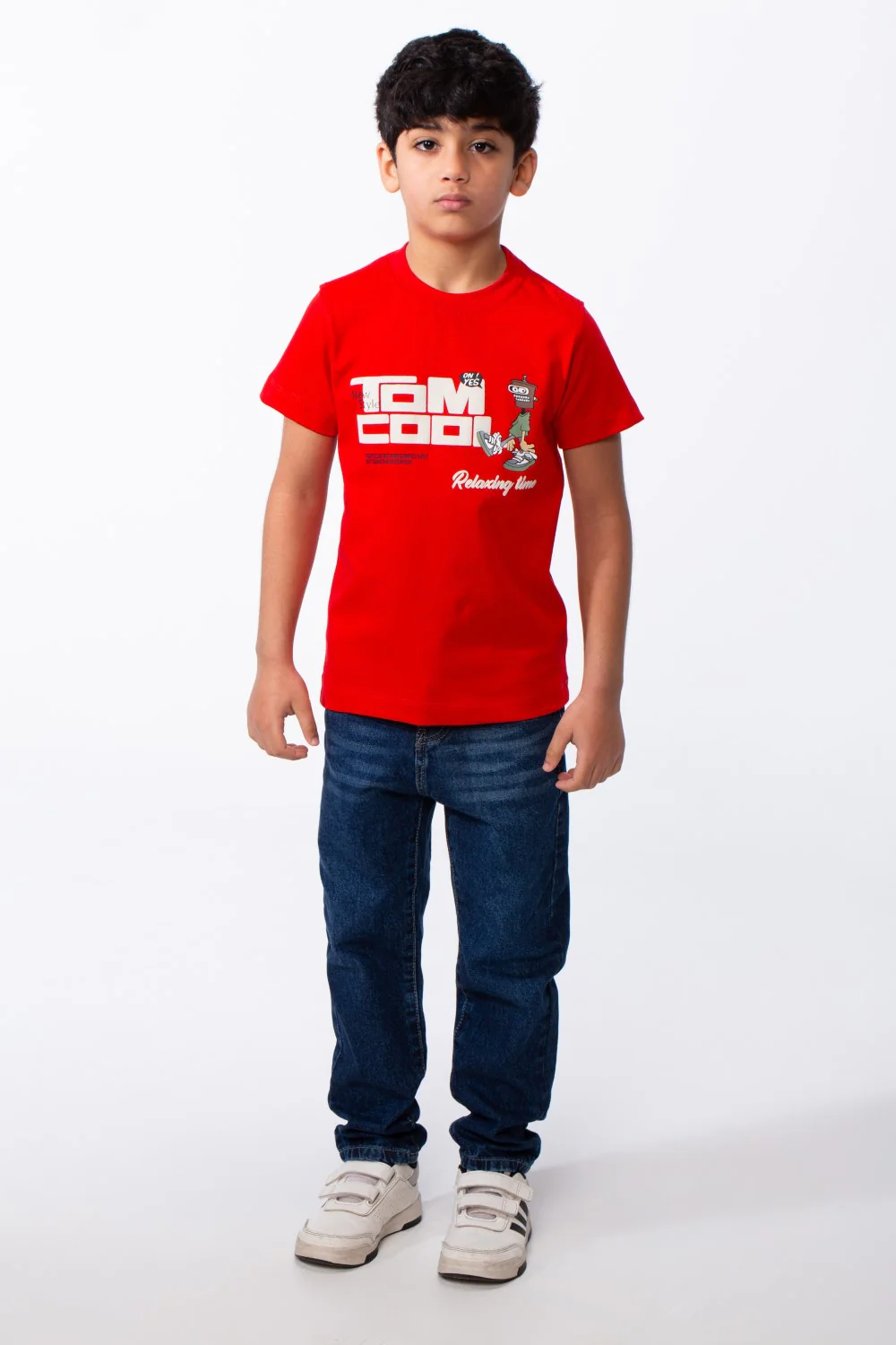 Boy's Ribbed Crew Neck Short Sleeves Playful Graphic Design Breathable Comfort Everyday Wear T-Shirt - Image 3
