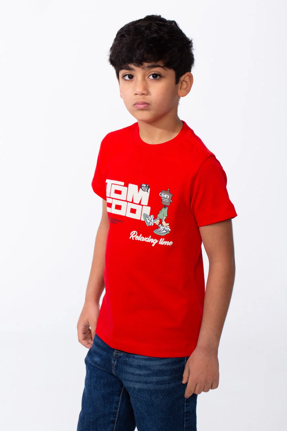 Boy's Ribbed Crew Neck Short Sleeves Playful Graphic Design Breathable Comfort Everyday Wear T-Shirt - Image 4