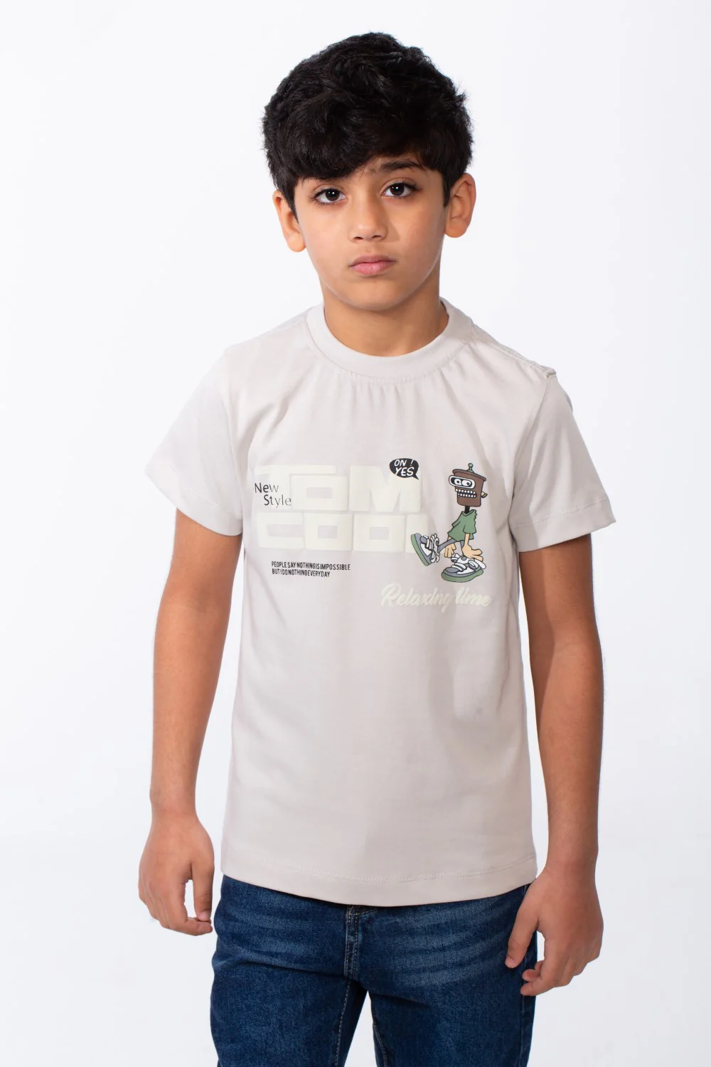 Boy's Ribbed Crew Neck Short Sleeves Playful Graphic Design Breathable Comfort Everyday Wear T-Shirt - Image 5