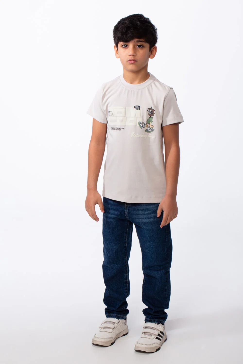Boy's Ribbed Crew Neck Short Sleeves Playful Graphic Design Breathable Comfort Everyday Wear T-Shirt - Image 7