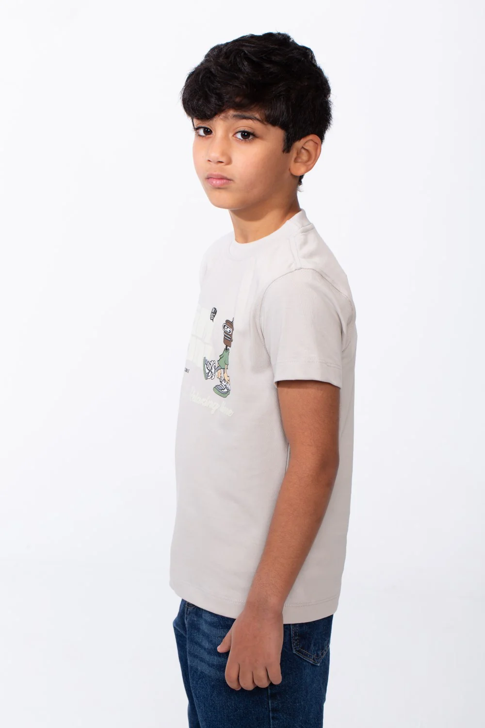 Boy's Ribbed Crew Neck Short Sleeves Playful Graphic Design Breathable Comfort Everyday Wear T-Shirt - Image 8