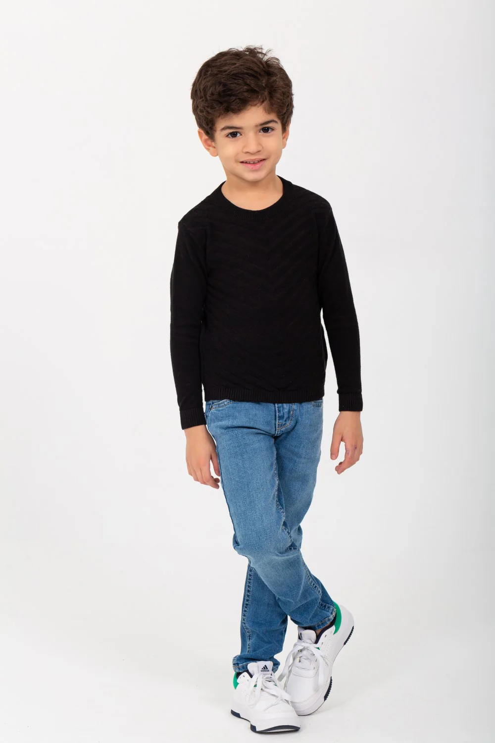 Boy's Round Neck Comfort Wool With Designed Pattern Pullover