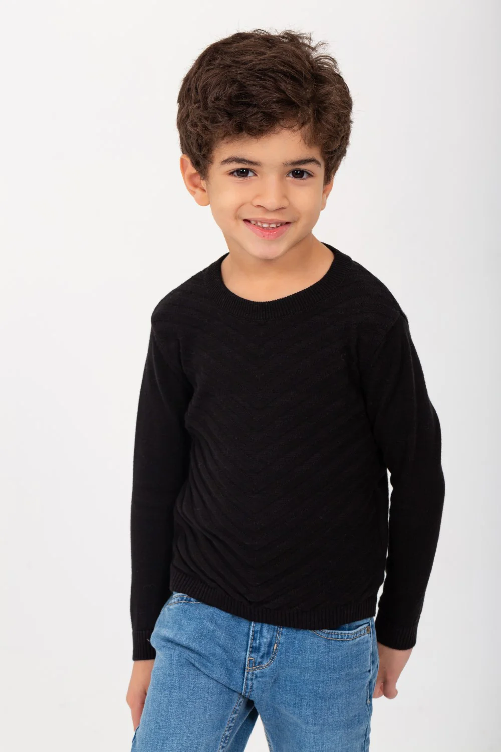 Boy's Round Neck Comfort Wool With Designed Pattern Pullover - Image 3