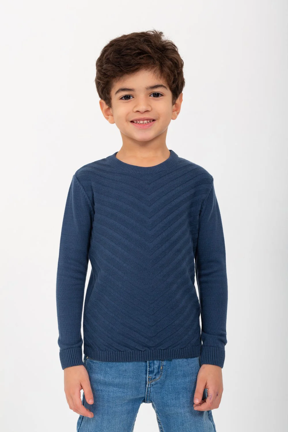 Boy's Round Neck Comfort Wool With Designed Pattern Pullover - Image 6