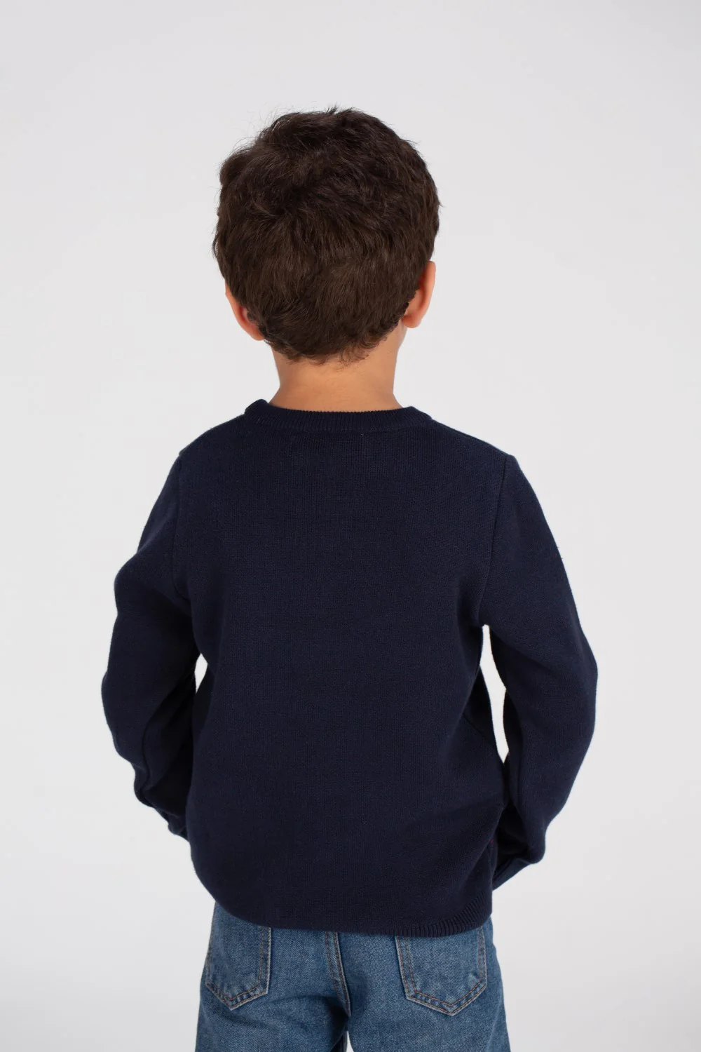Boy's Round Neck Front Printed Made Of Soft Wool Pullover - Image 5
