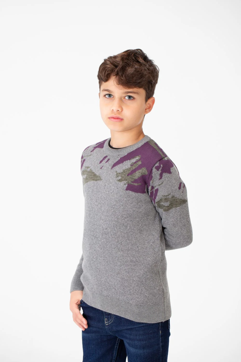 Boy's Round Neck Long Sleeves Jakar Pullover - Image 3