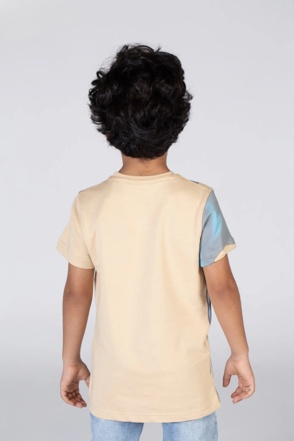 Boys Round Neck Short Sleeves T-shirt With Half Print - Image 2