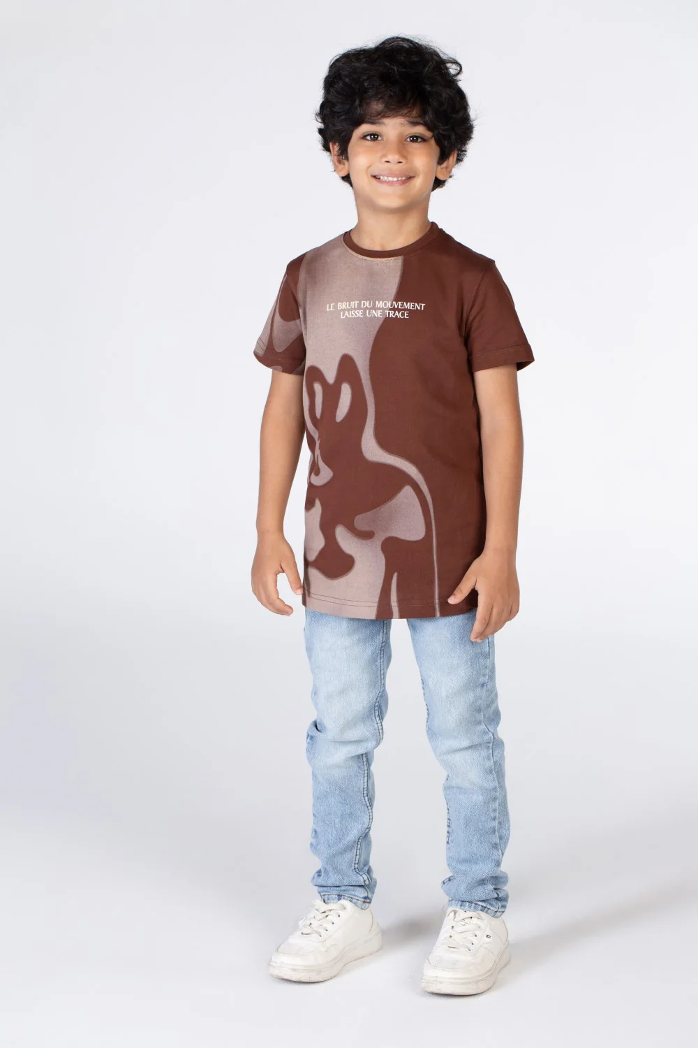 Boys Round Neck Short Sleeves T-shirt With Half Print - Image 4