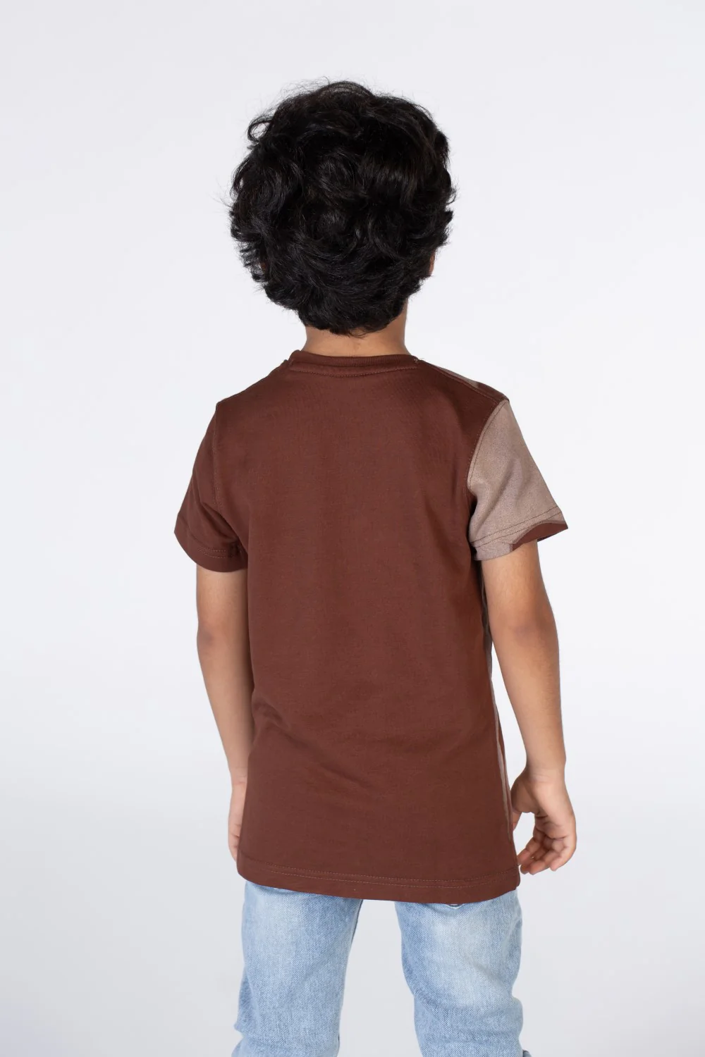 Boys Round Neck Short Sleeves T-shirt With Half Print - Image 5