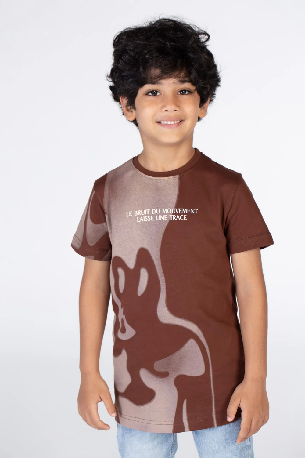 Boys Round Neck Short Sleeves T-shirt With Half Print - Image 6