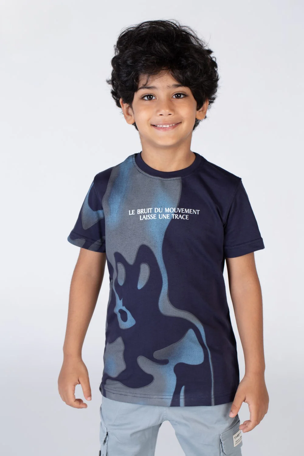Boys Round Neck Short Sleeves T-shirt With Half Print - Image 7