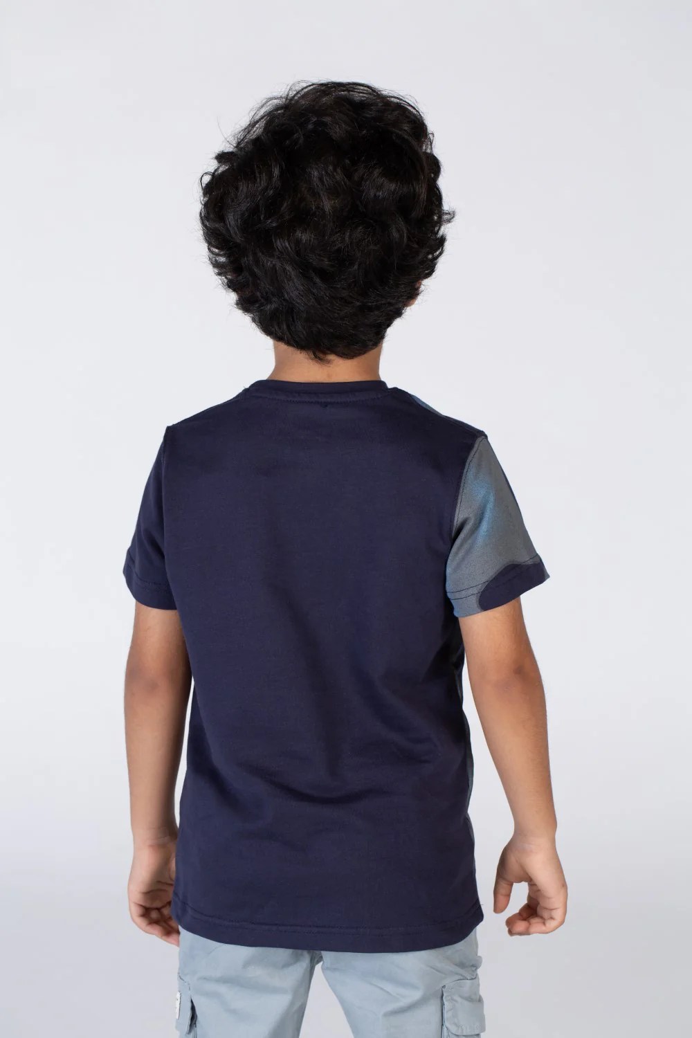 Boys Round Neck Short Sleeves T-shirt With Half Print - Image 8