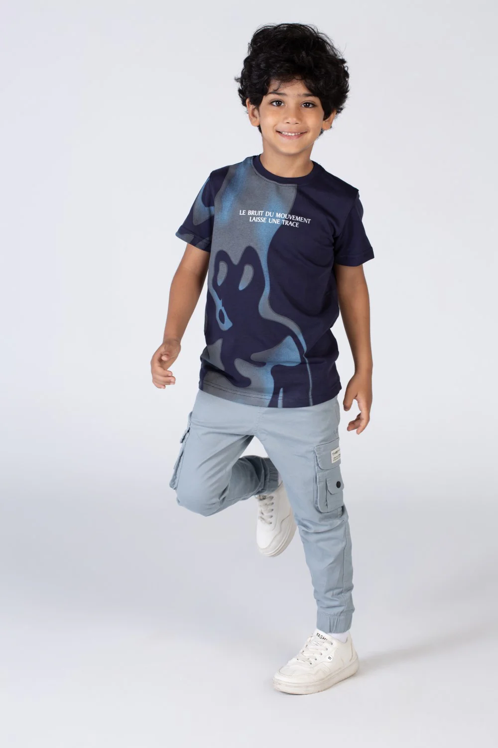 Boys Round Neck Short Sleeves T-shirt With Half Print - Image 9