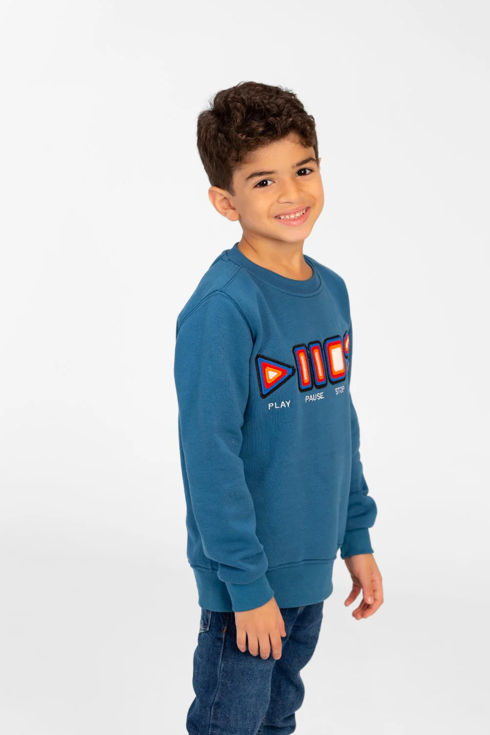 Boy's Round Neck Sweatshirt With A Print On The Front - Image 7