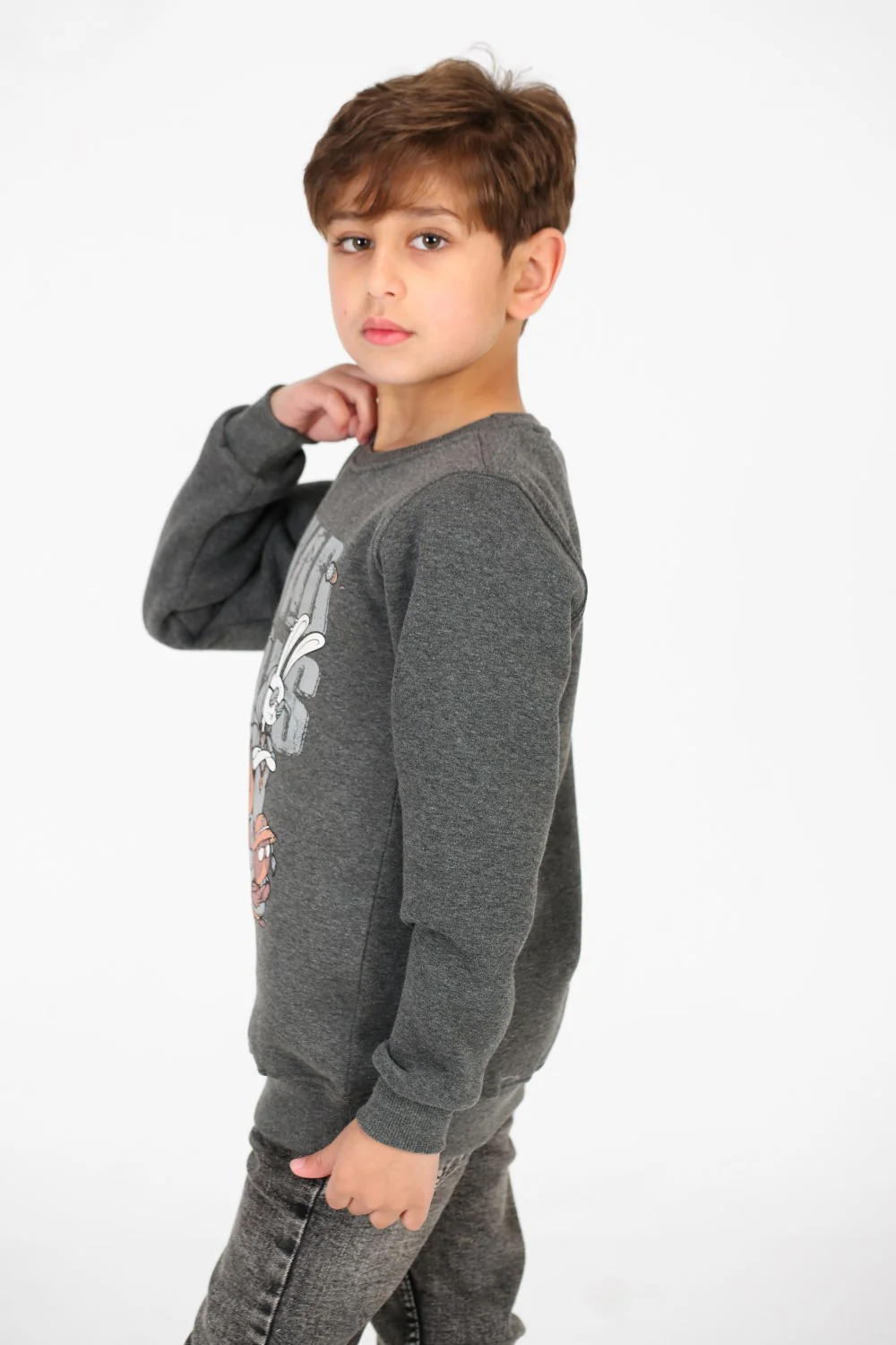 Boy's Round Neck Sweatshirt With Front Graphic Print - Image 3