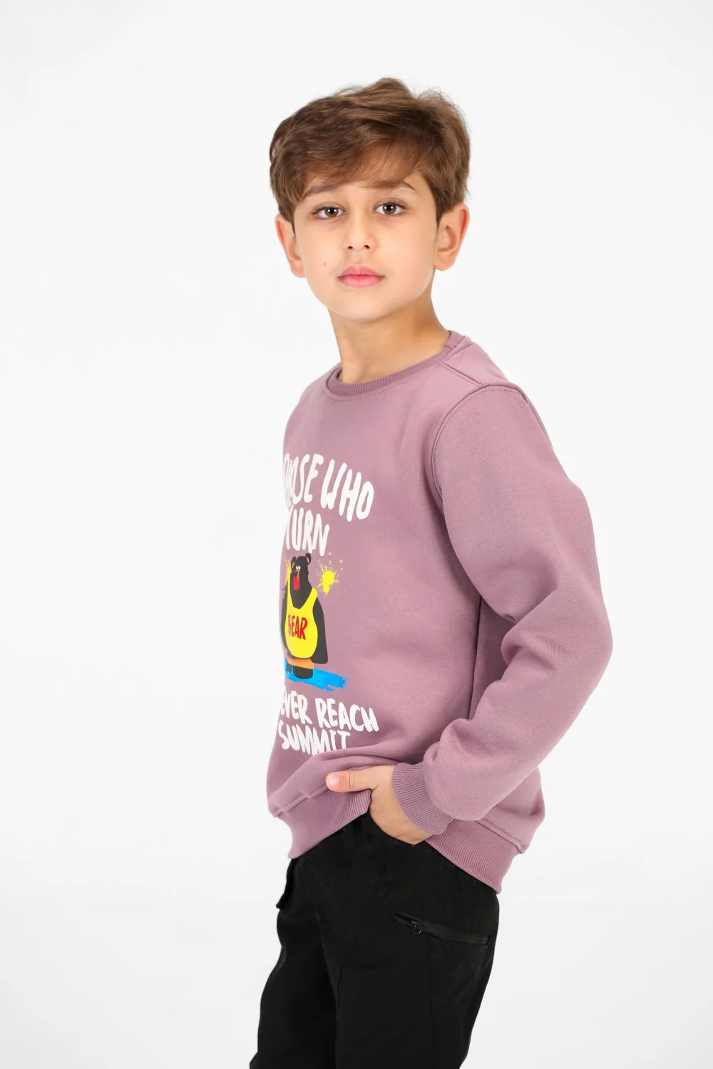 Boy's Round Neck Sweatshirt With Front Print In Comfortable Material - Image 3