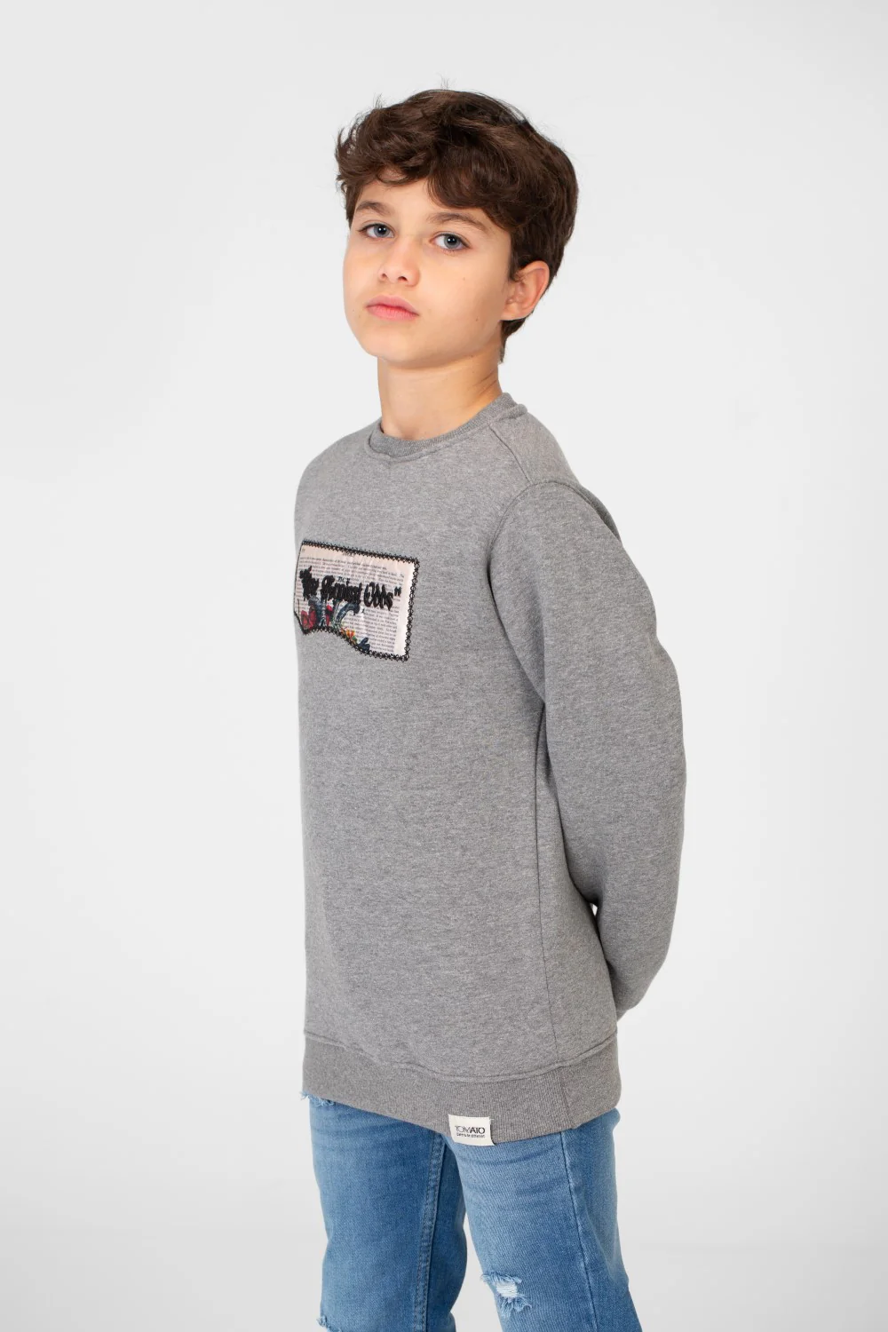 Boy's Round Neck Sweatshirt With Graphic Print - Image 3