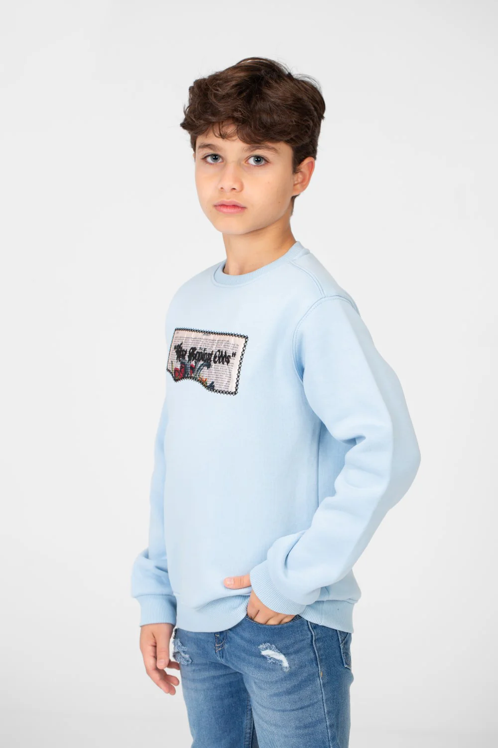 Boy's Round Neck Sweatshirt With Graphic Print - Image 7