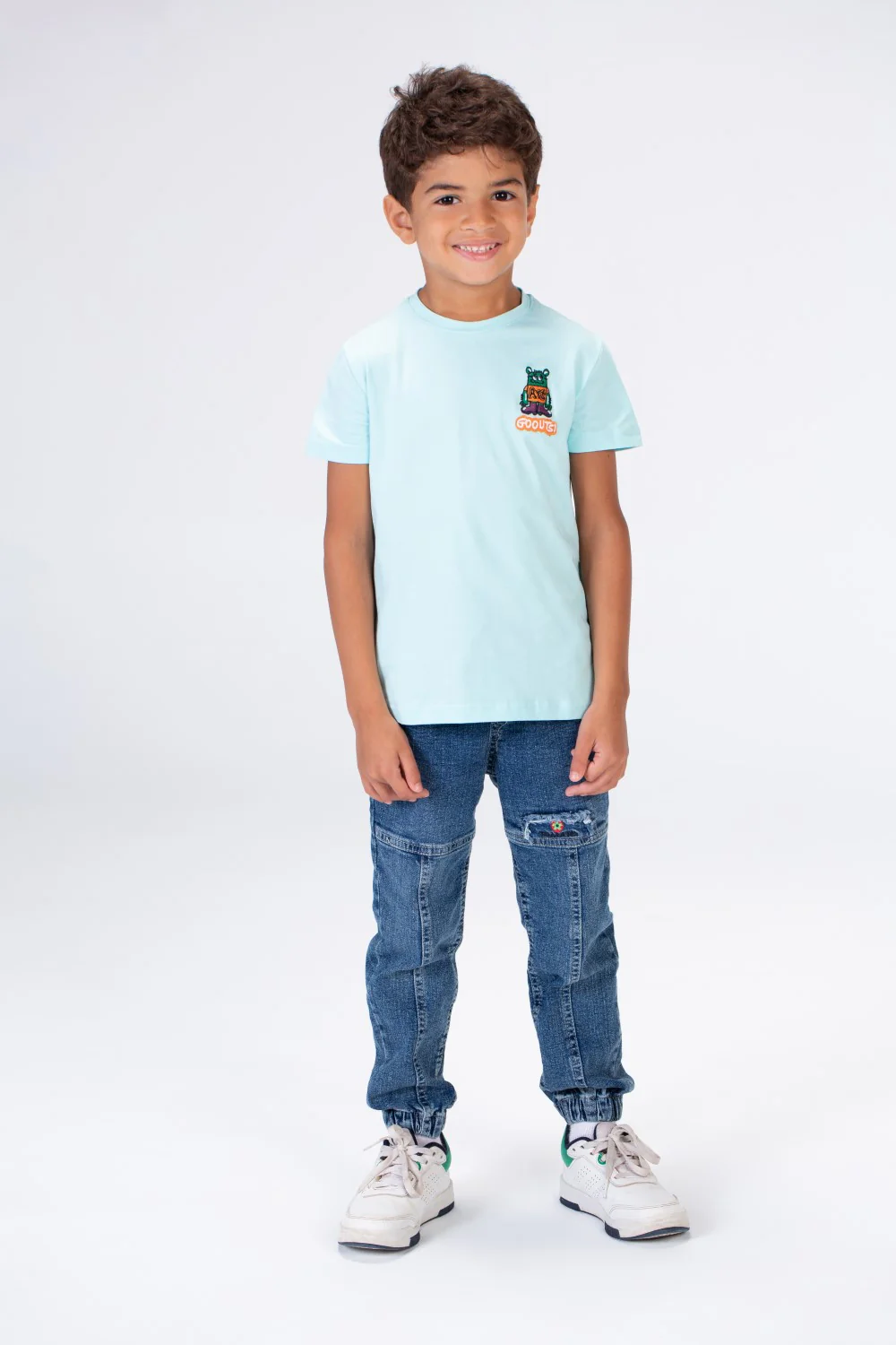 Boys Round Neck T-shirt Printed On The Front And Back Made Of Single Lycra Material - Image 12