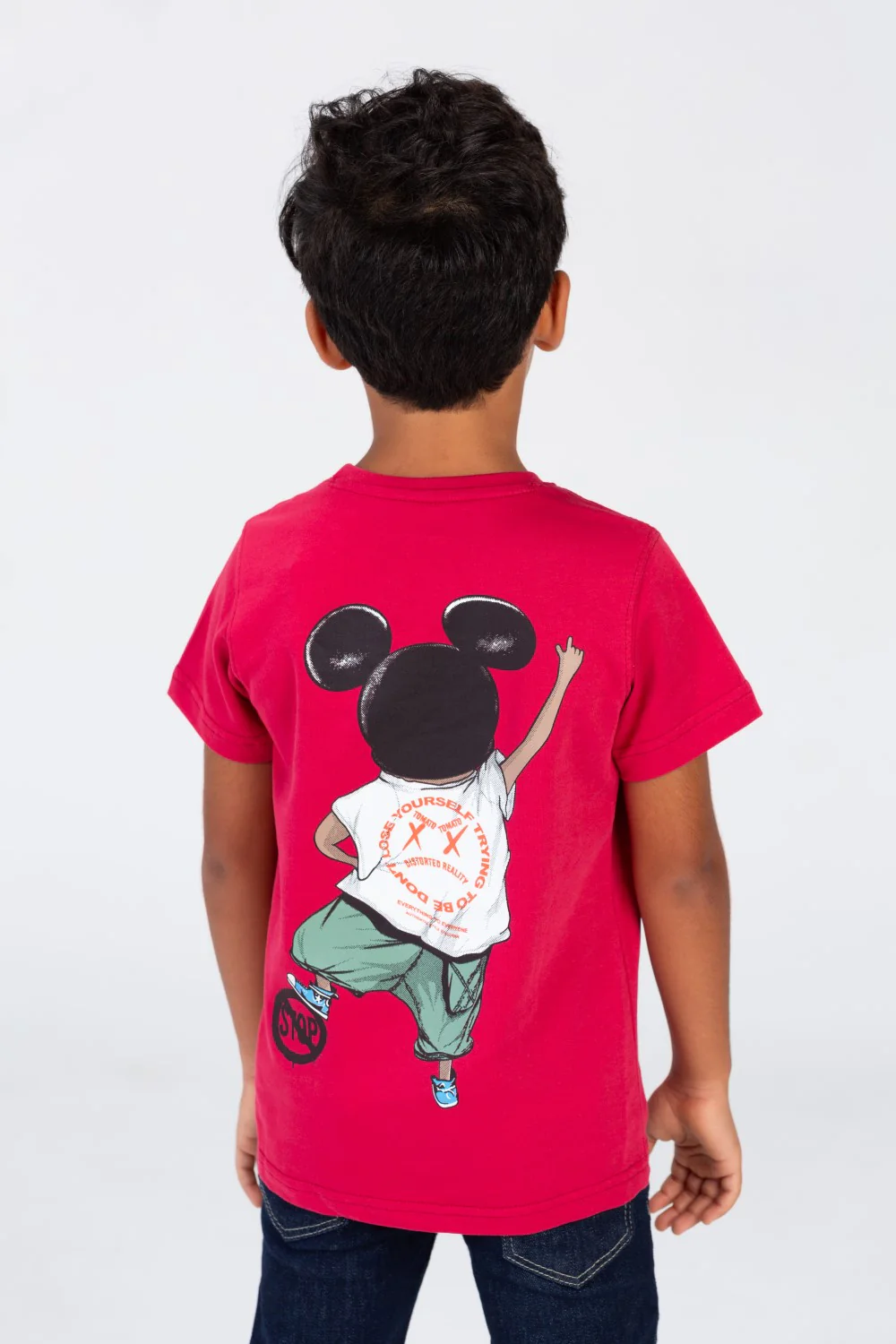 Boys Round Neck T-shirt With Front And Back Print In Summer Melton Material - Image 2