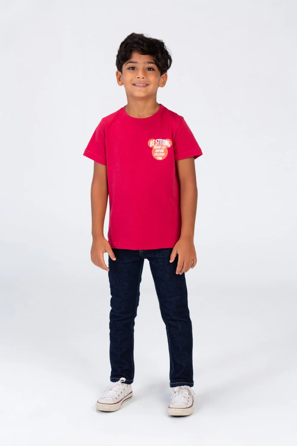 Boys Round Neck T-shirt With Front And Back Print In Summer Melton Material - Image 3
