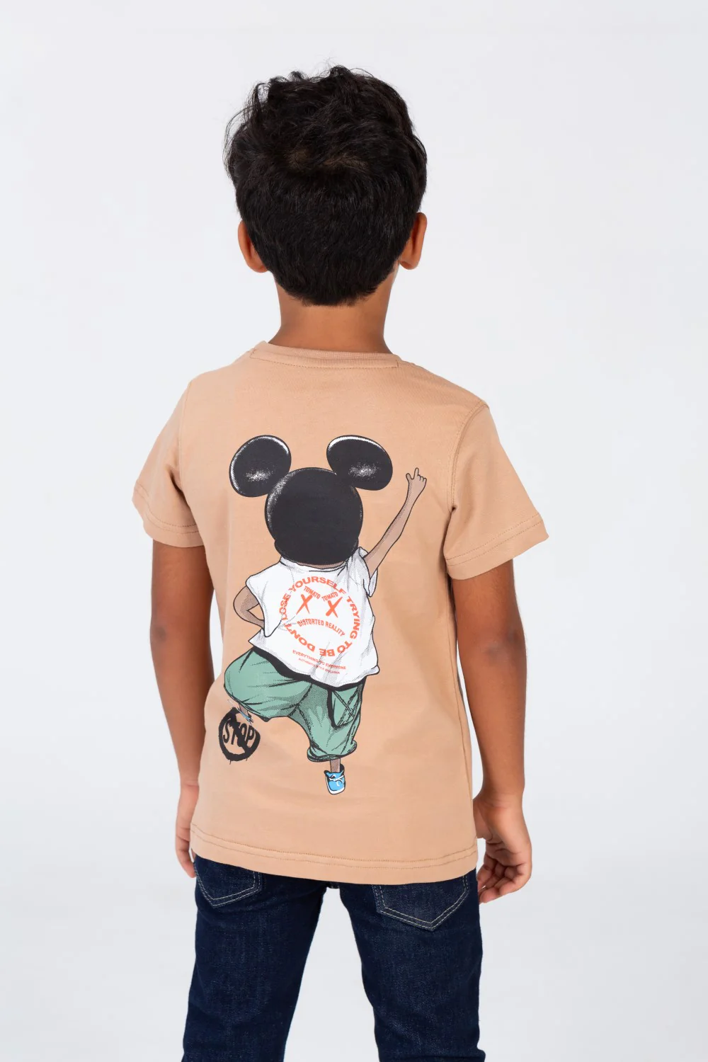 Boys Round Neck T-shirt With Front And Back Print In Summer Melton Material - Image 5