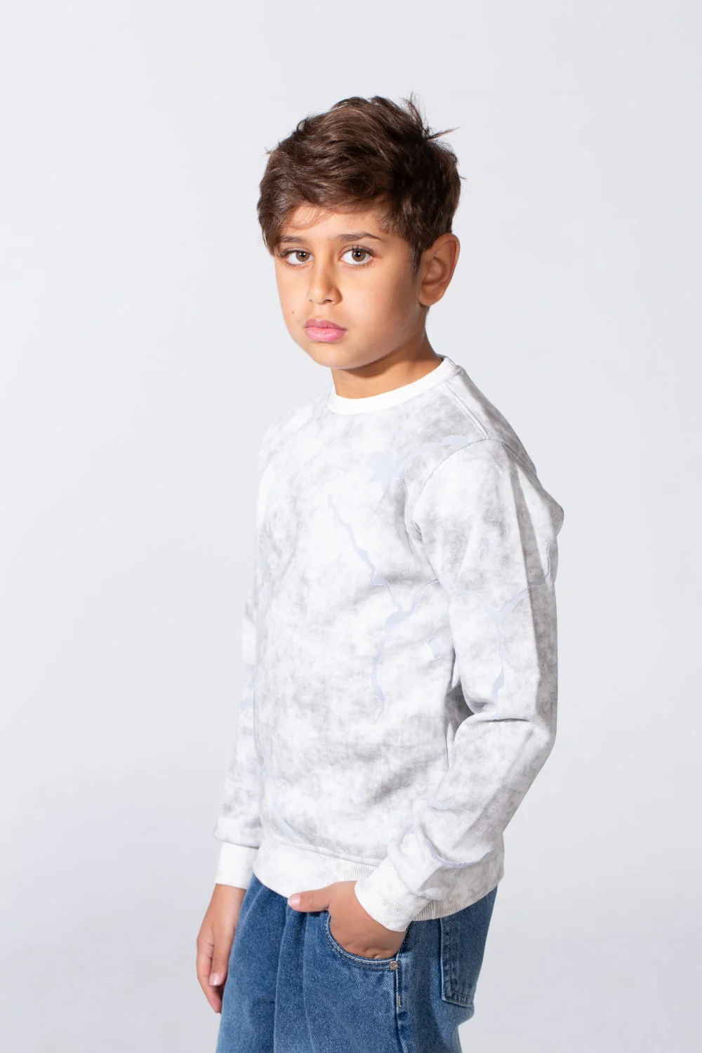 Boy's Round Neckline Slim Fit With Washed Print Casual Comfy Sweatshirt - Image 12