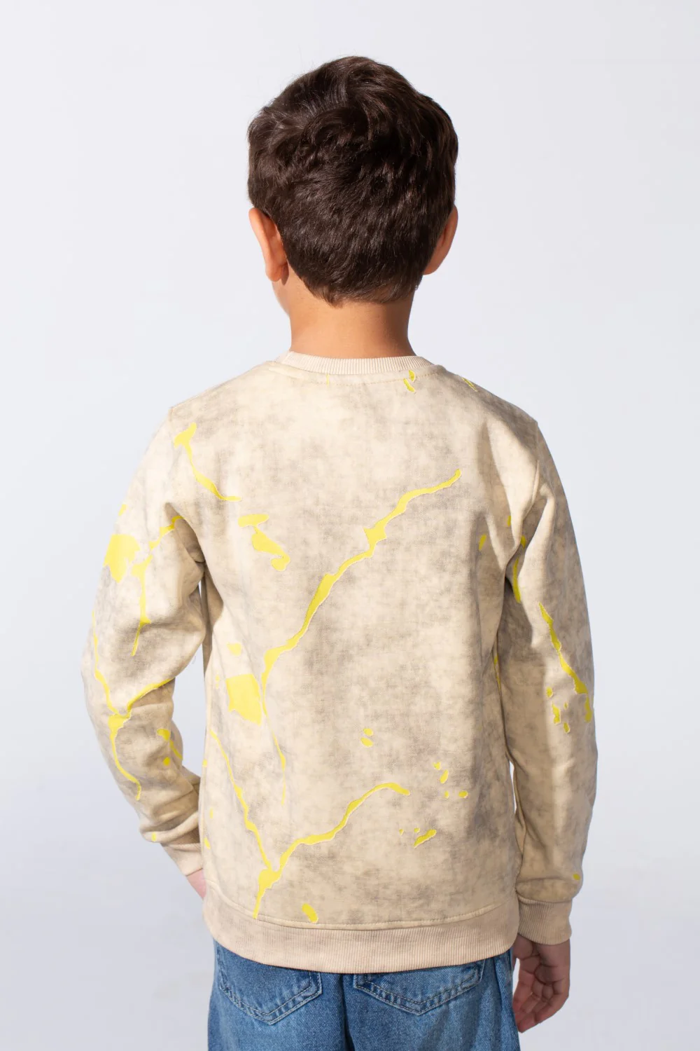 Boy's Round Neckline Slim Fit With Washed Print Casual Comfy Sweatshirt - Image 2